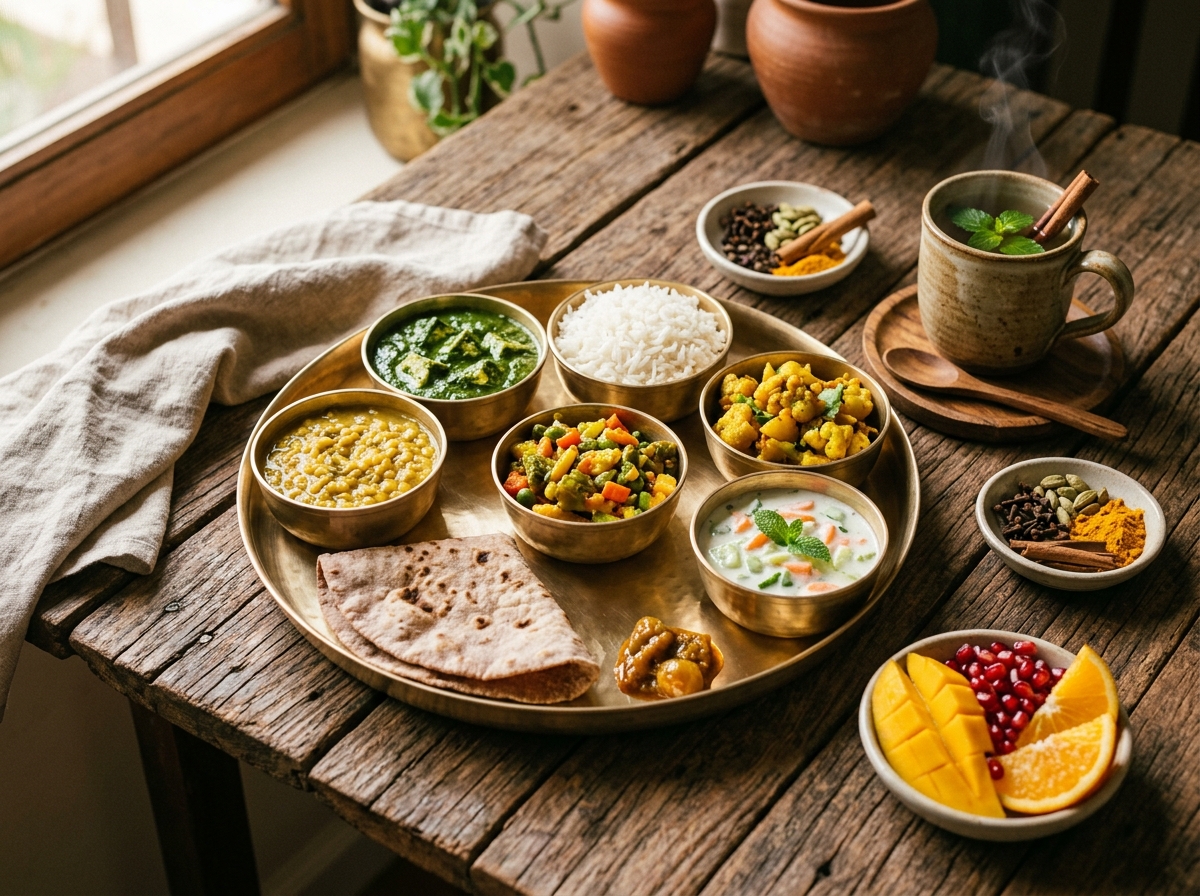 Ayurvedic Sattvic meals and herbal wellness